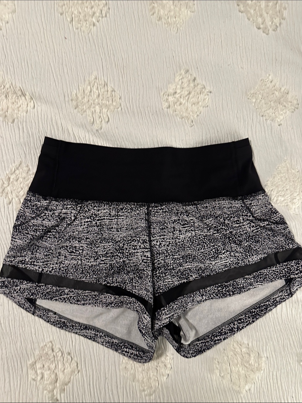 lululemon athletica Black & White Marled High-Rise Athletic Shorts - size 6